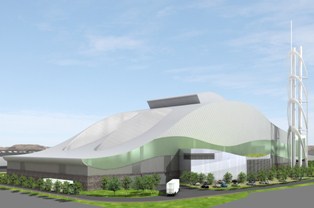 An artists impression of the proposed Trident Park EfW plant being developed by Viridor